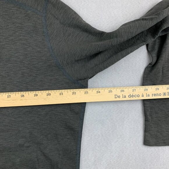 Wings + Horns Men Shirt Large Dark Gray Heather Slub Rib Henley Long Sleeve Knit - Picture 4 of 7